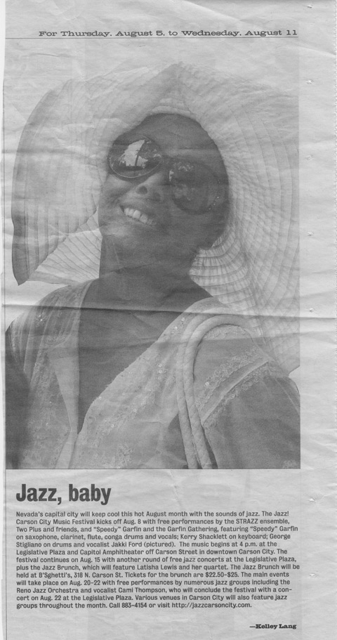 Jakki Ford Jazz, Baby Article for the Nevada Appeal